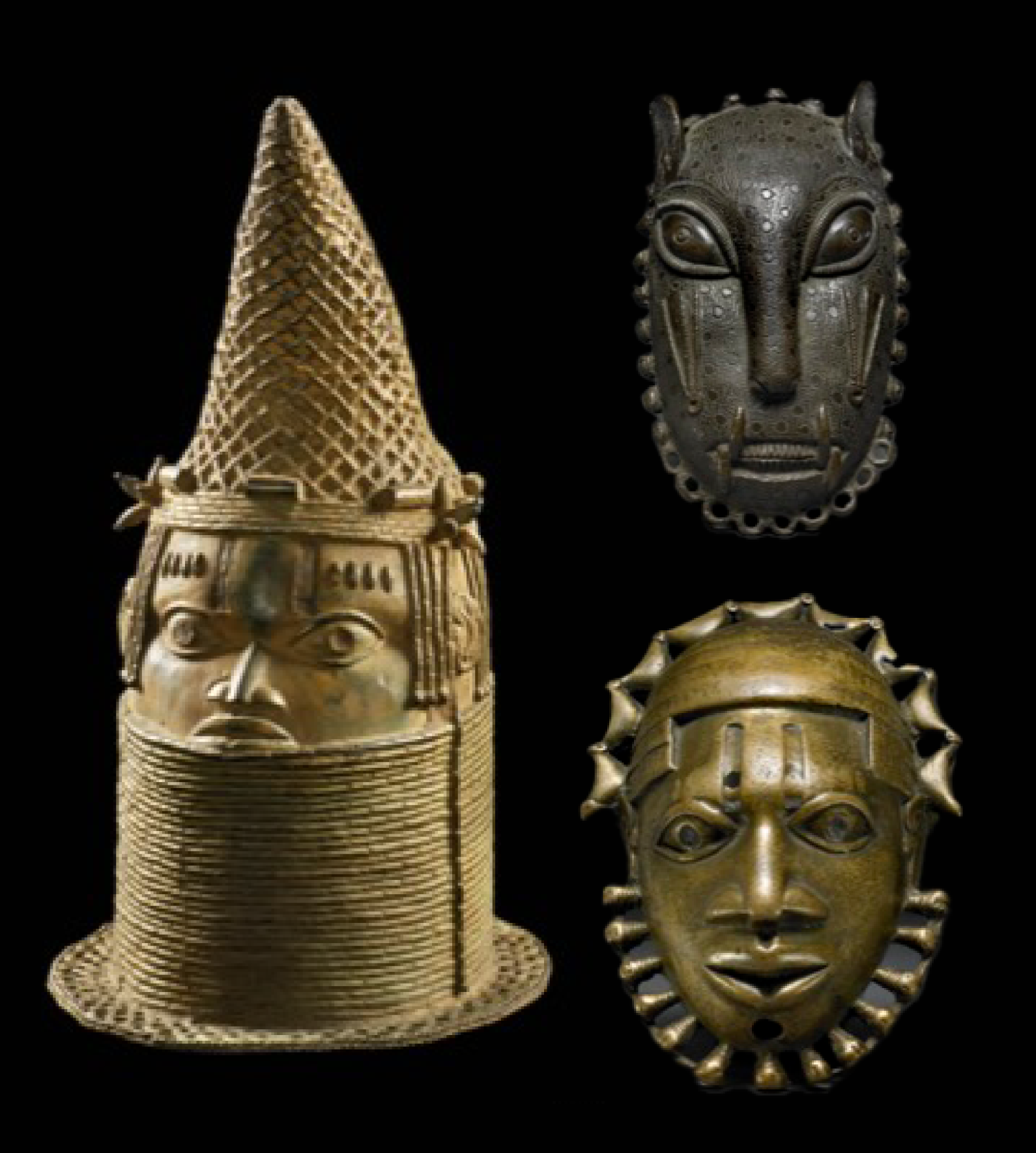 Some photographs of some of the Bronze heads stolen from the Edo Kingdom